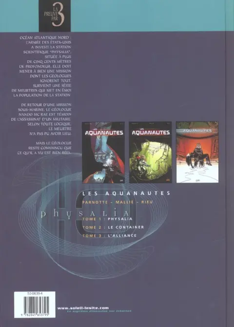 Verso de l'album Les Aquanautes Tomes 1 à 3