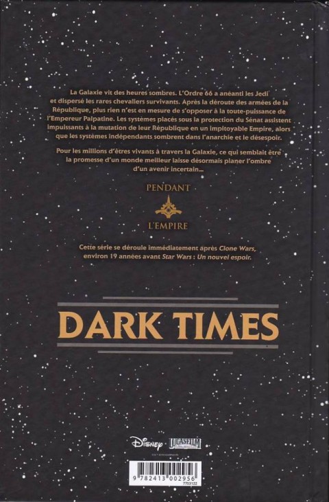 Verso de l'album Star Wars - Dark Times Intégrale I