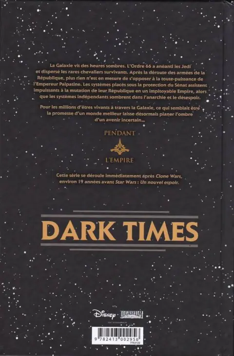Verso de l'album Star Wars - Dark Times Intégrale I