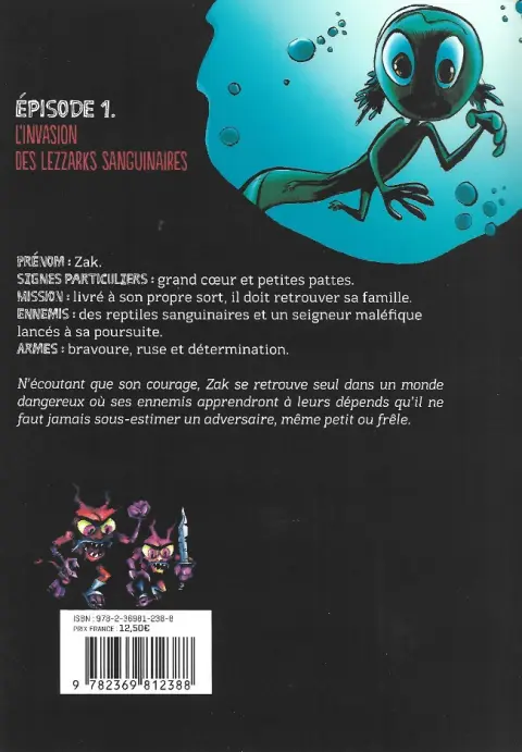 Verso de l'album Tritons Épisode 1 L'invasion des Lezzarks sanguinaires
