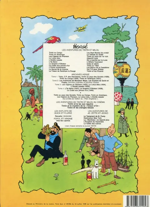 Verso de l'album Les Aventures de Jo, Zette et Jocko Tome 5 La vallée des cobras