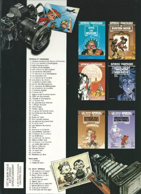 Verso de l'album Spirou et Fantasio Tome 9 Le repaire de la murène