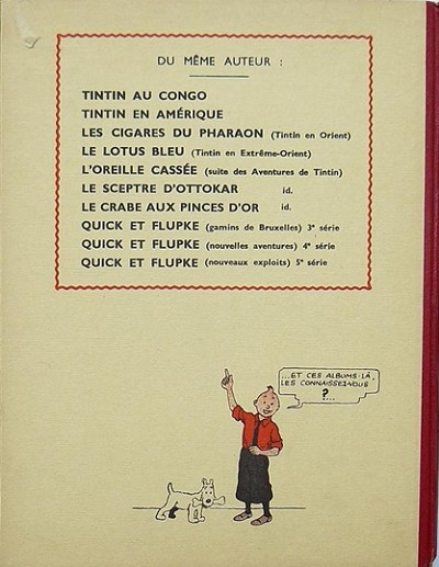 Verso de l'album Tintin Tome 7 L'Île noire