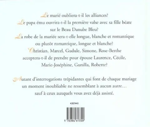 Verso de l'album de A à Z Le Mariage illustré de A à Z