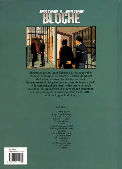 Verso de l'album Jérôme K. Jérôme Bloche Tome 16 La lettre