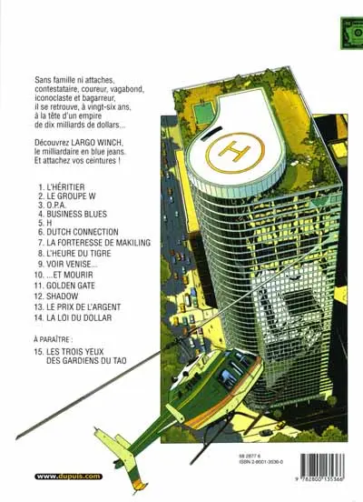 Verso de l'album Largo Winch Tome 14 La loi du dollar