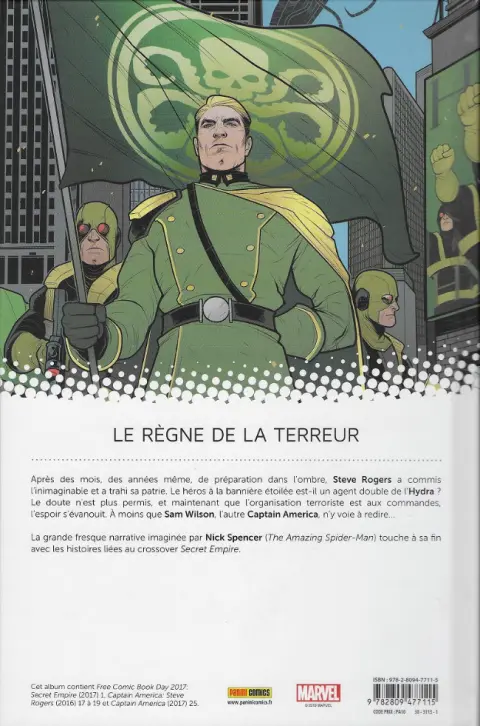 Verso de l'album Captain America : Steve Rogers Tome 4 Secret empire