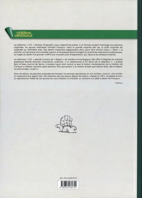 Verso de l'album Gaston L'intégrale (Version Originale) Tome 11 Gaston 1971