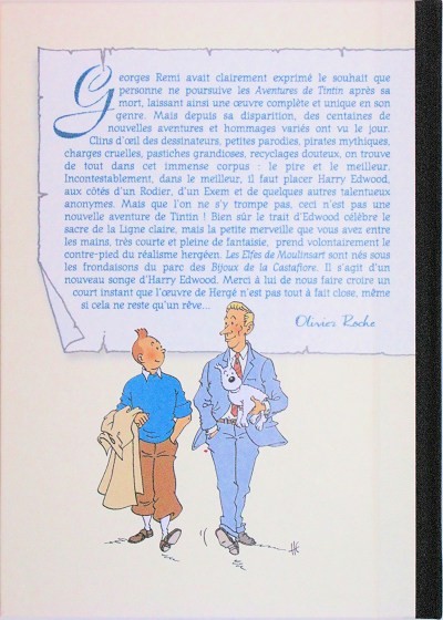 Verso de l'album Tintin Les Elfes de Moulinsart