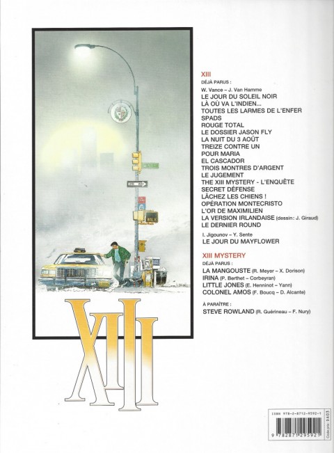 Verso de l'album XIII Tome 16 Opération Montecristo
