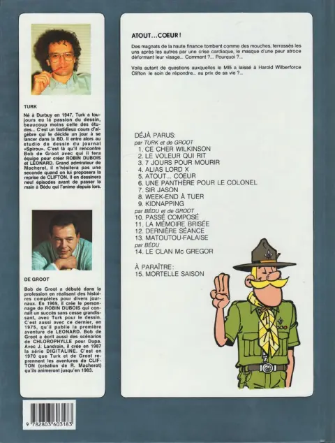 Verso de l'album Clifton Tome 5 Atout... cœur !