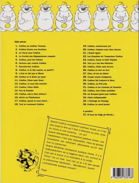 Verso de l'album Cubitus Tome 29 Cubitus fait toujours le beau