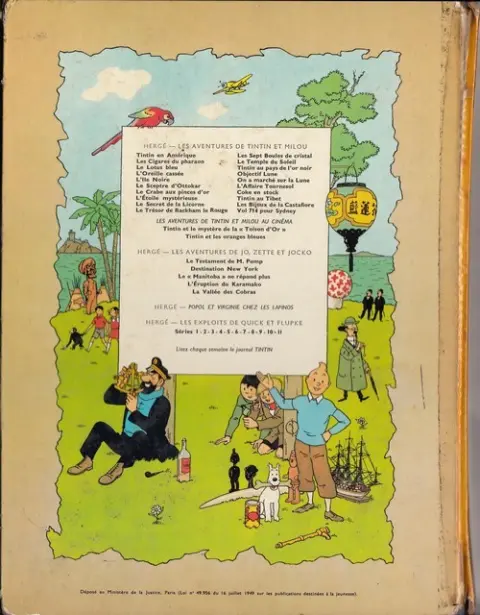 Verso de l'album Tintin Tome 13 Les 7 boules de cristal