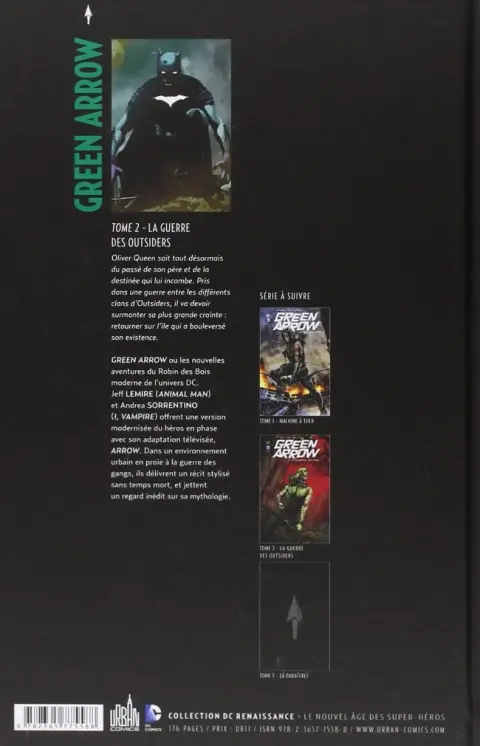 Verso de l'album Green Arrow Tome 2 La Guerre des outsiders