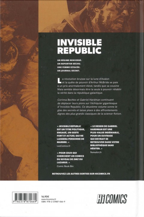 Verso de l'album Invisible Republic Tome 2