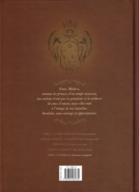 Verso de l'album Médicis Tome 5 Isabelle - Du baiser au poignard