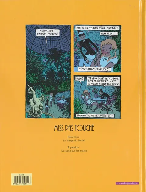 Verso de l'album Miss pas touche Tome 1 La Vierge du bordel