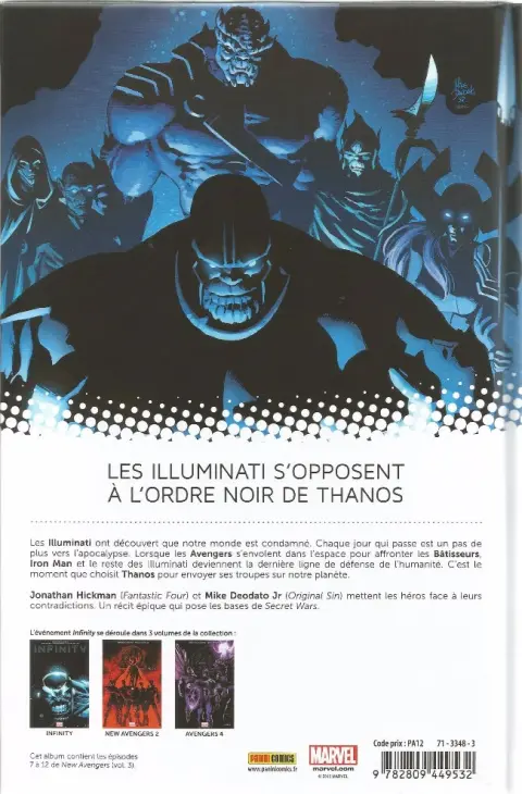 Verso de l'album The New Avengers Tome 2 Infinity