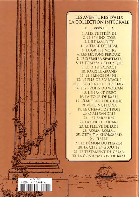 Verso de l'album Alix La collection Tome 7 Le dernier spartiate