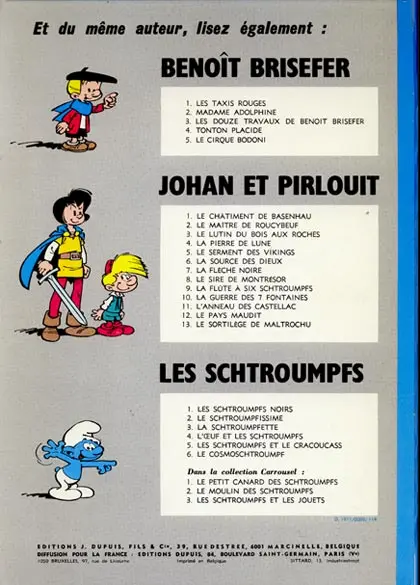 Verso de l'album Les Schtroumpfs Tome 7 L'apprenti Schtroumpf