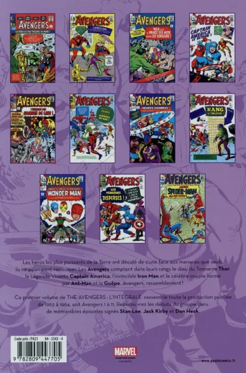 Verso de l'album The Avengers - L'intégrale Tome 1 1963-1964