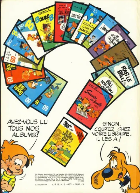 Verso de l'album Boule & Bill Tome 3 60 gags de Boule et Bill