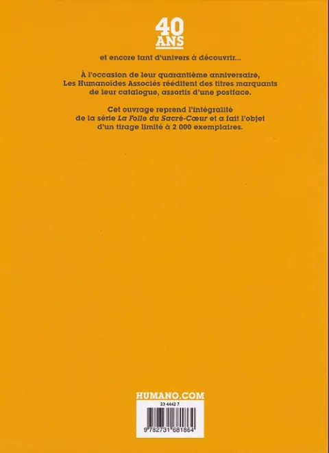 Verso de l'album Le Cœur couronné La Folle du Sacré-Cœur