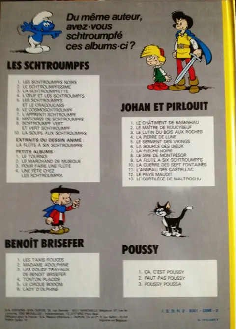 Verso de l'album Johan et Pirlouit Tome 4 La pierre de lune