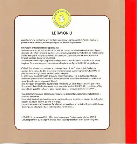 Verso de l'album Avant Blake et Mortimer Tome 1 Le Rayon «U»