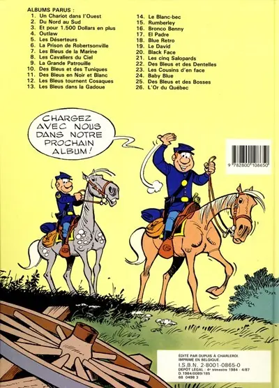 Verso de l'album Les Tuniques Bleues Tome 8 Les cavaliers du ciel