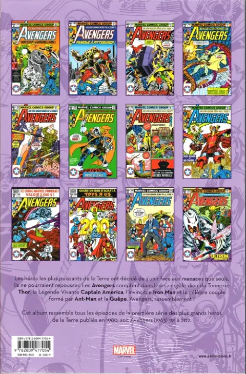 Verso de l'album The Avengers - L'intégrale Tome 17 1980