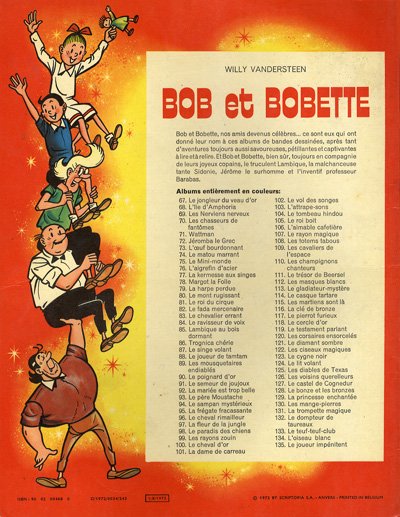 Verso de l'album Bob et Bobette Tome 135 Le joueur impénitent