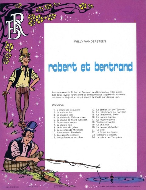 Verso de l'album Robert et Bertrand Tome 24 Le trésor des Templiers