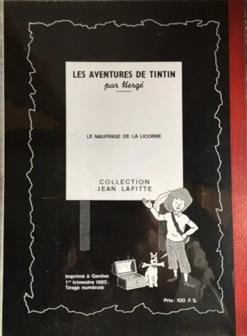 Verso de l'album Tintin Le naufrage de la Licorne