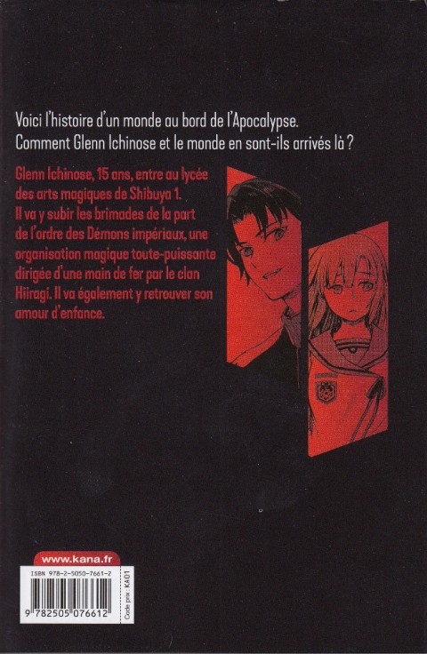 Verso de l'album Seraph of the End - Glenn Ichinose - La catastrophe de ses 16 ans 1