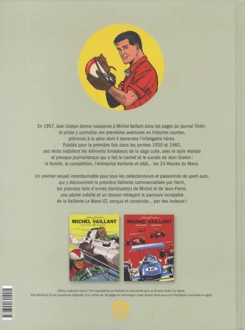 Verso de l'album Michel Vaillant Histoires courtes Tome 1 Origines