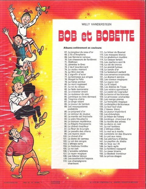 Verso de l'album Bob et Bobette Tome 135 Le joueur impénitent