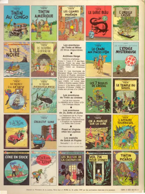 Verso de l'album Tintin Tome 17 On a marché sur la Lune