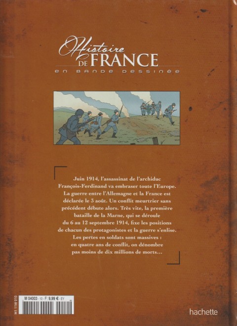 Verso de l'album Histoire de France en bande dessinée Tome 48 La Grande Guerre Des taxis de la Marne à la bataille de Verdun 1914 / 1916