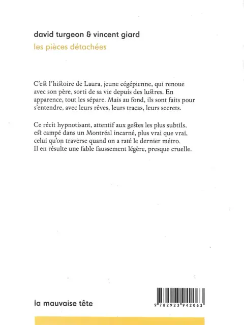 Verso de l'album Les pièces détachées