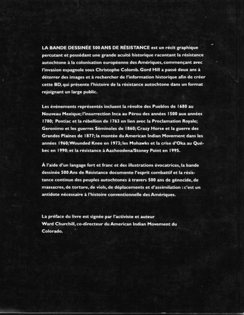 Verso de l'album 500 ans de résistance autochtone