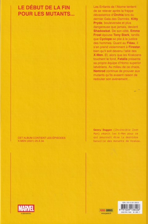 Verso de l'album X-men Vol. 3 Pendant que le monde brule