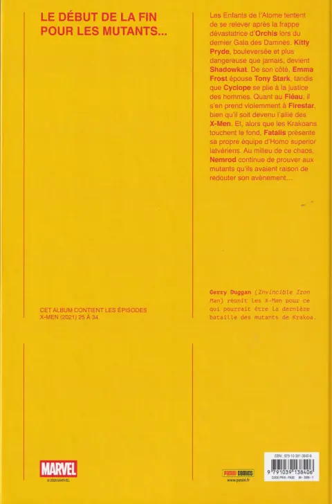 Verso de l'album X-men Vol. 3 Pendant que le monde brule