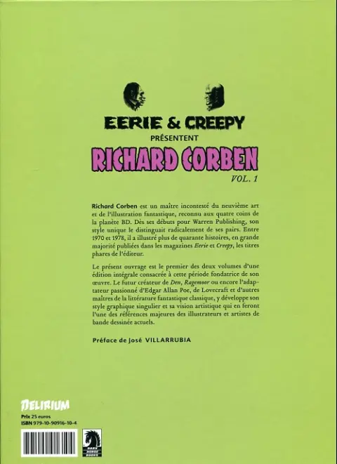 Verso de l'album Eerie et Creepy présentent Richard Corben Vol. 1