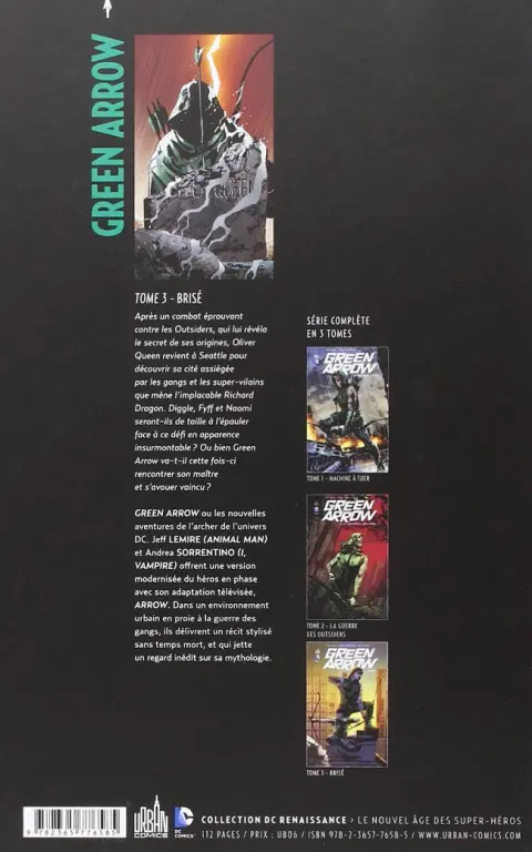 Verso de l'album Green Arrow Tome 3 Brisé
