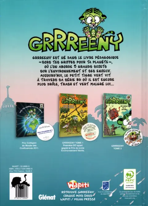 Verso de l'album Grrreeny Tome 3 Habitons bio !
