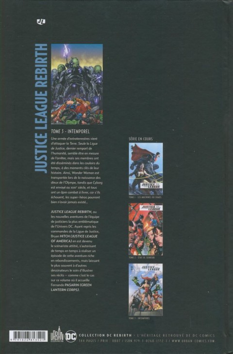 Verso de l'album Justice League Rebirth Tome 3 Intemporel