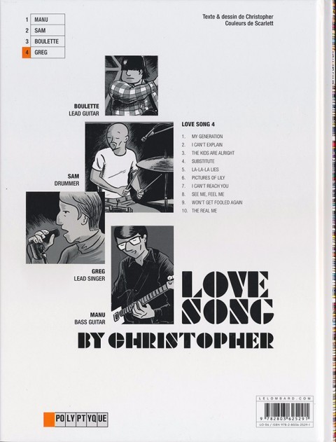Verso de l'album Love Song Tome 4 Greg