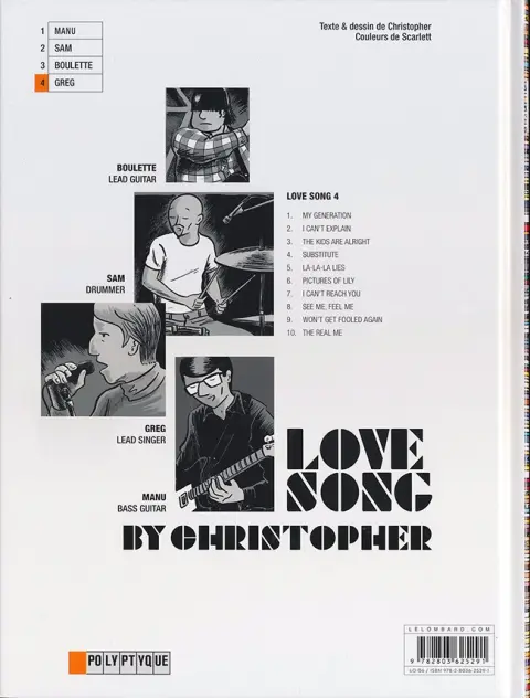 Verso de l'album Love Song Tome 4 Greg