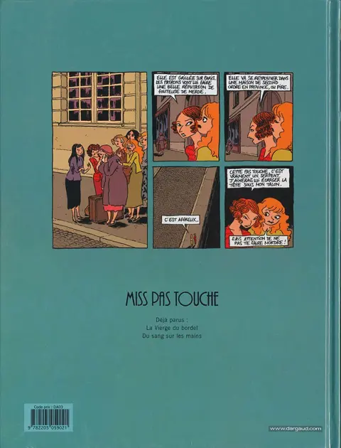 Verso de l'album Miss pas touche Tome 2 Du sang sur les mains